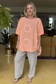 Made in Italy Sa Caleta Circle Classic Boyfriend Top Washed Calypso